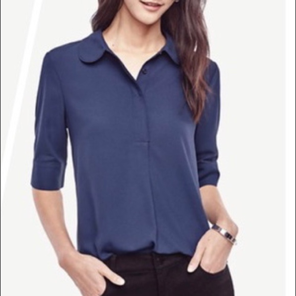 Ann Taylor collared mixed media top